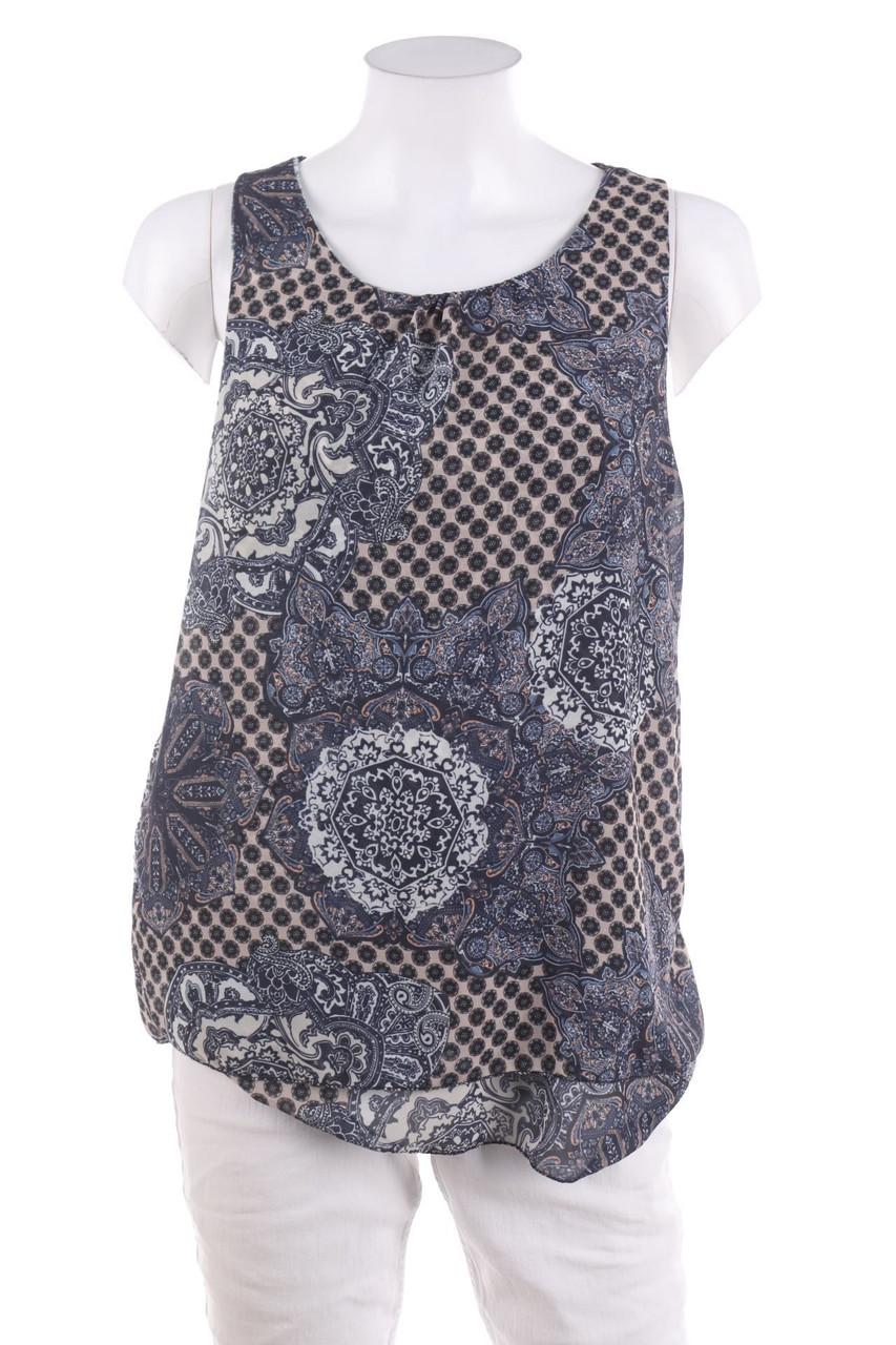 No Label - Blouse Top, Layer Look with Pattern - D 38