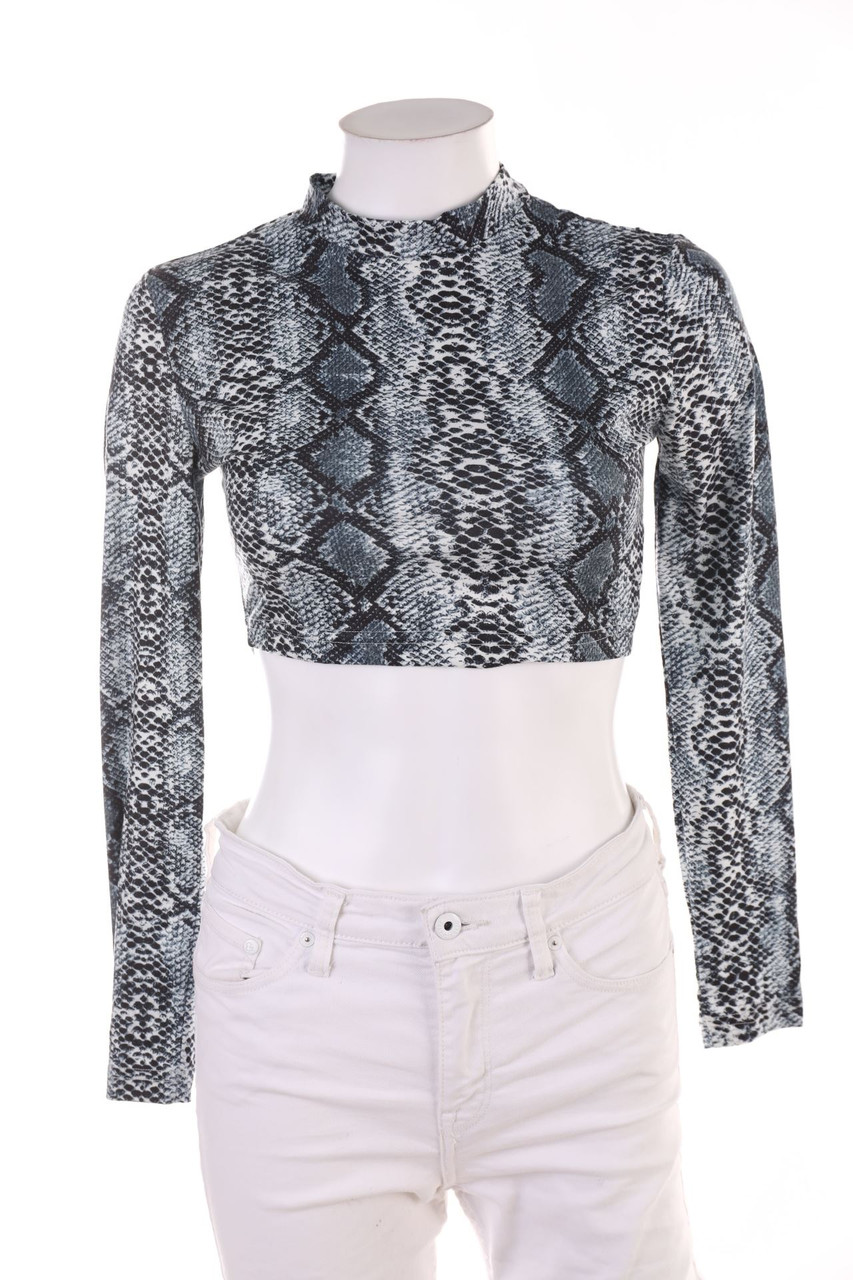 SHEIN - Cropped-Longsleeve-Shirt mit Animal-Print - XS