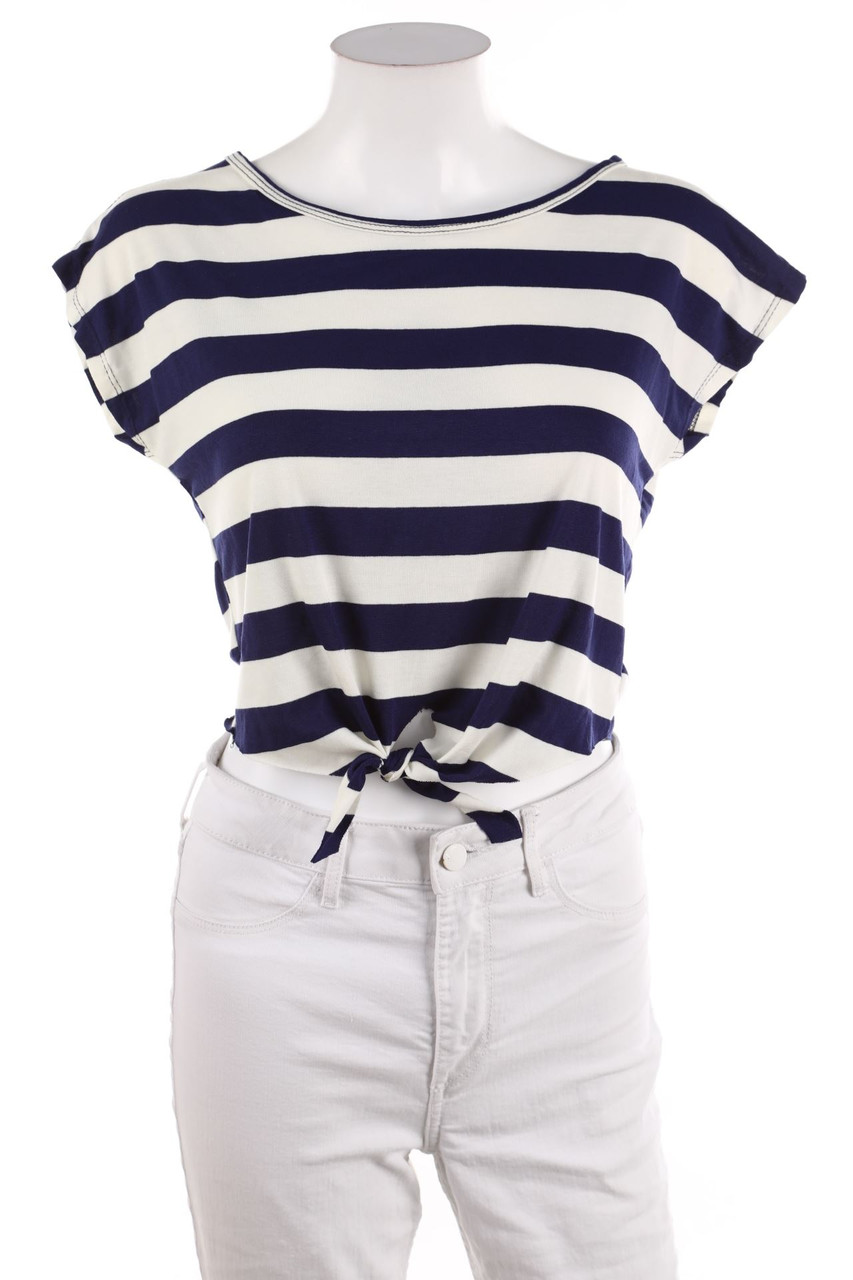 No Label - Cropped-Shirt to tie with Stripes - D 40-42