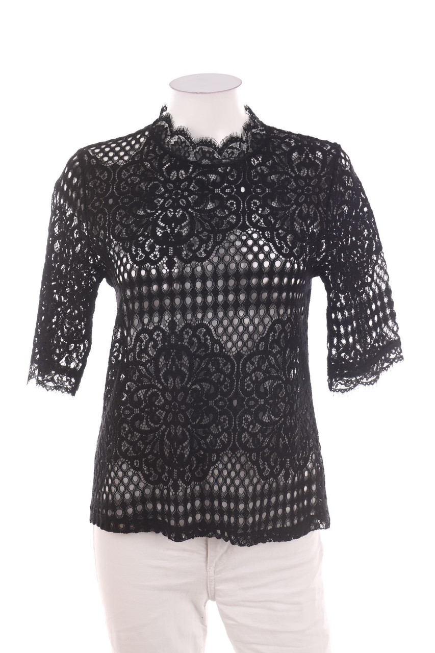 No Label - Blouse with 3/4 Sleeve, Eyelet Lace  - D 36