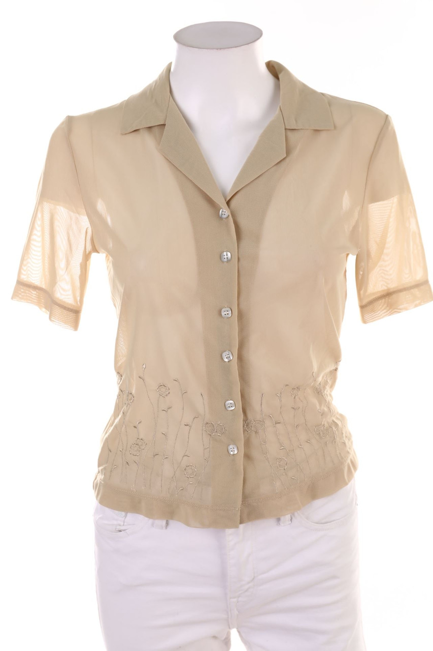 ESPRIT - Kurzarm-Bluse aus Mesh - S