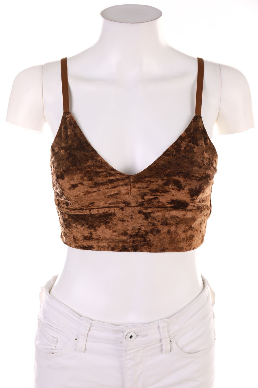 Stradivarius - Crop-Top, Velvet - S