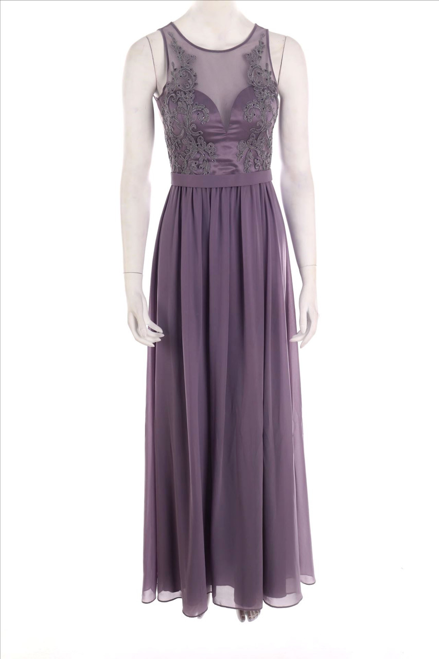 Vera Mont - Chiffon-Maxi-Abendkleid mit Mesh-Einsatz - XS
