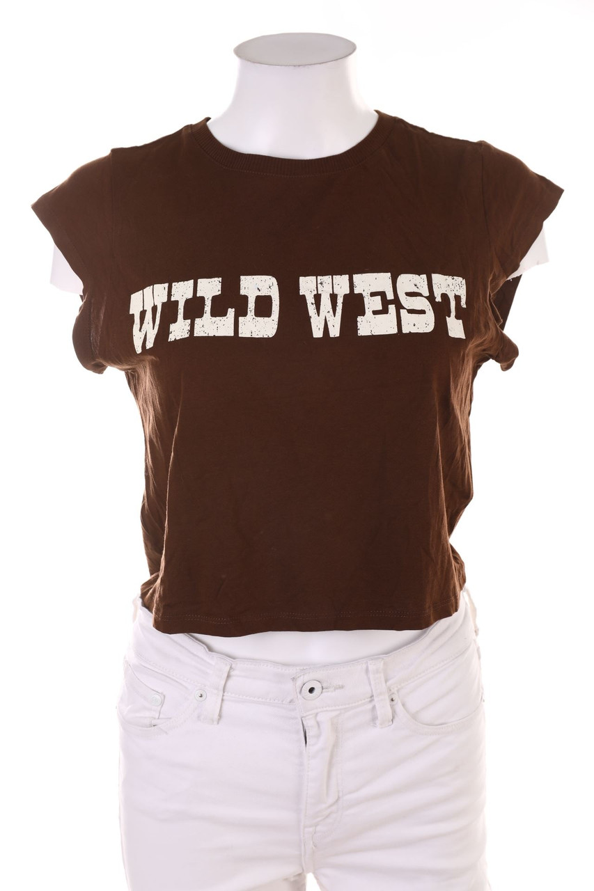 H&M - Cropped-Shirt aus Baumwolle mit Statement-Print - M