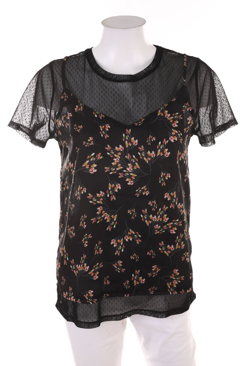 promod - Kurzarm-Shirt mit Mesh-Einsatz - M