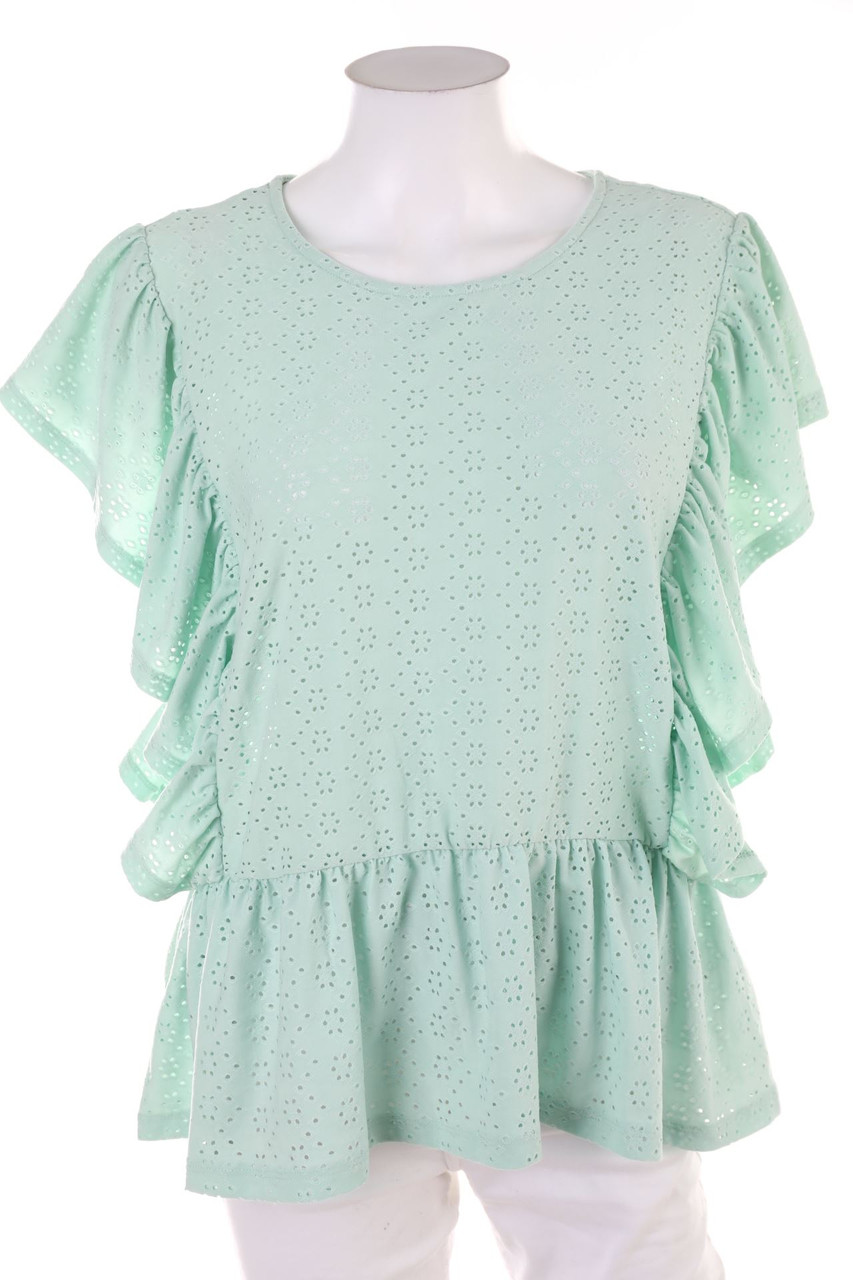 Laura Torelli COLLECTION - Shortsleeve-Shirt, Eyelet Lace  - L