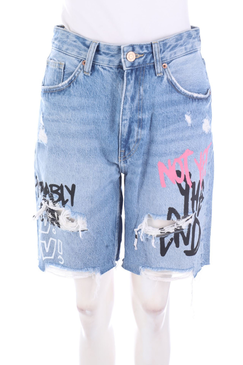 Bershka - Used Look Jeans-Shorts - S