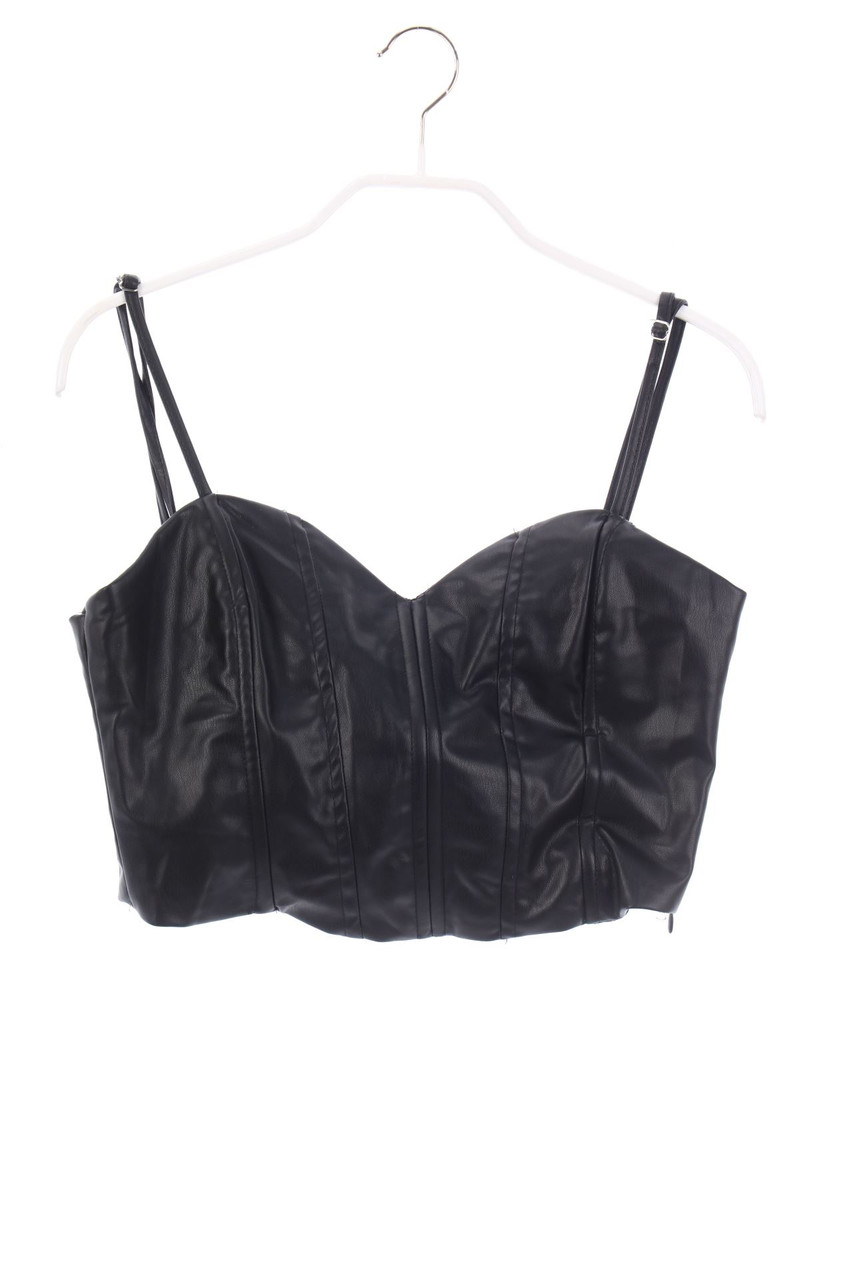 ZARA - Faux Leather-Crop-Top - M