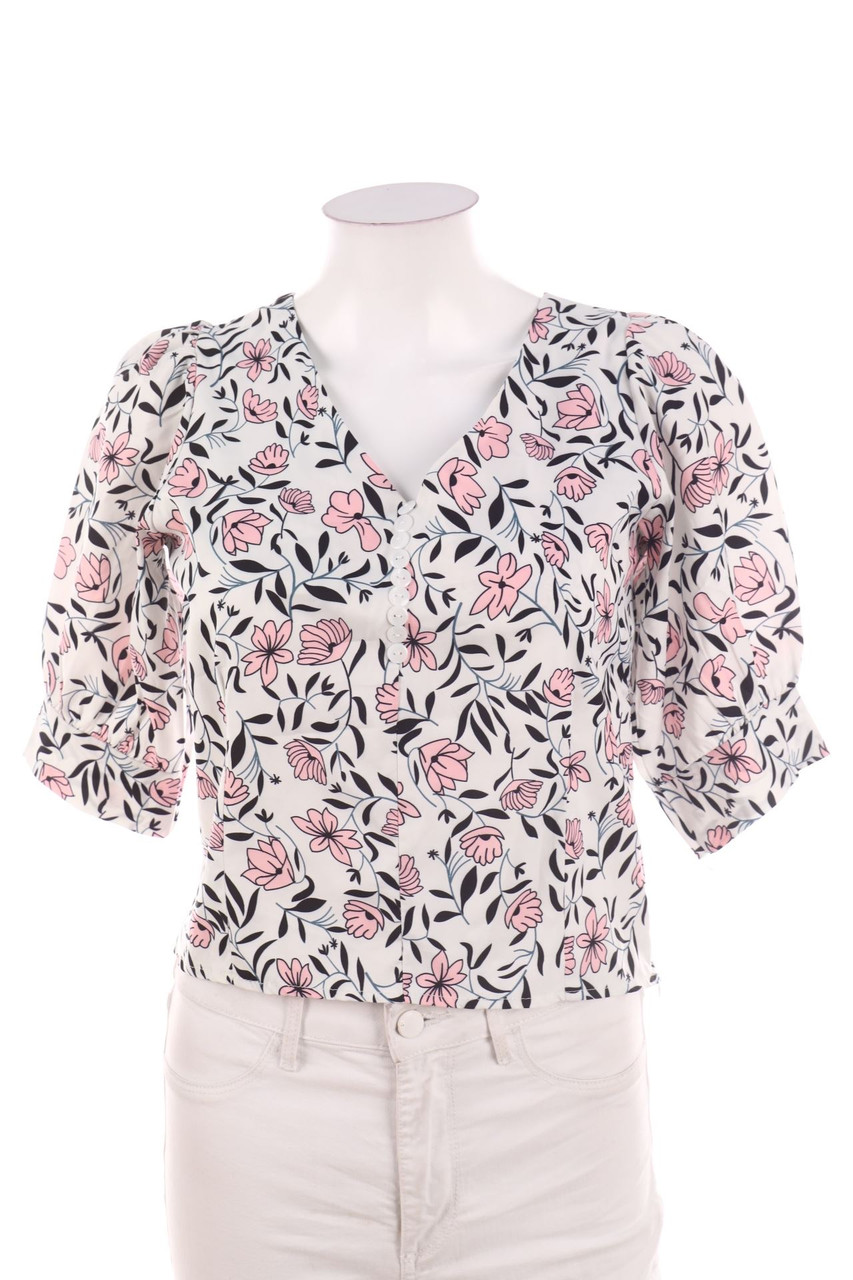 SECONDHAND - Shortsleeve Blouse with Flower Print - D 36-38