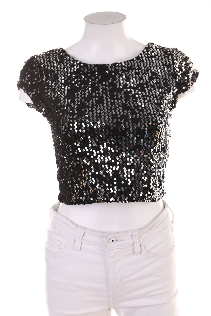 FB SISTER - Sequined Cropped-Shirt - S