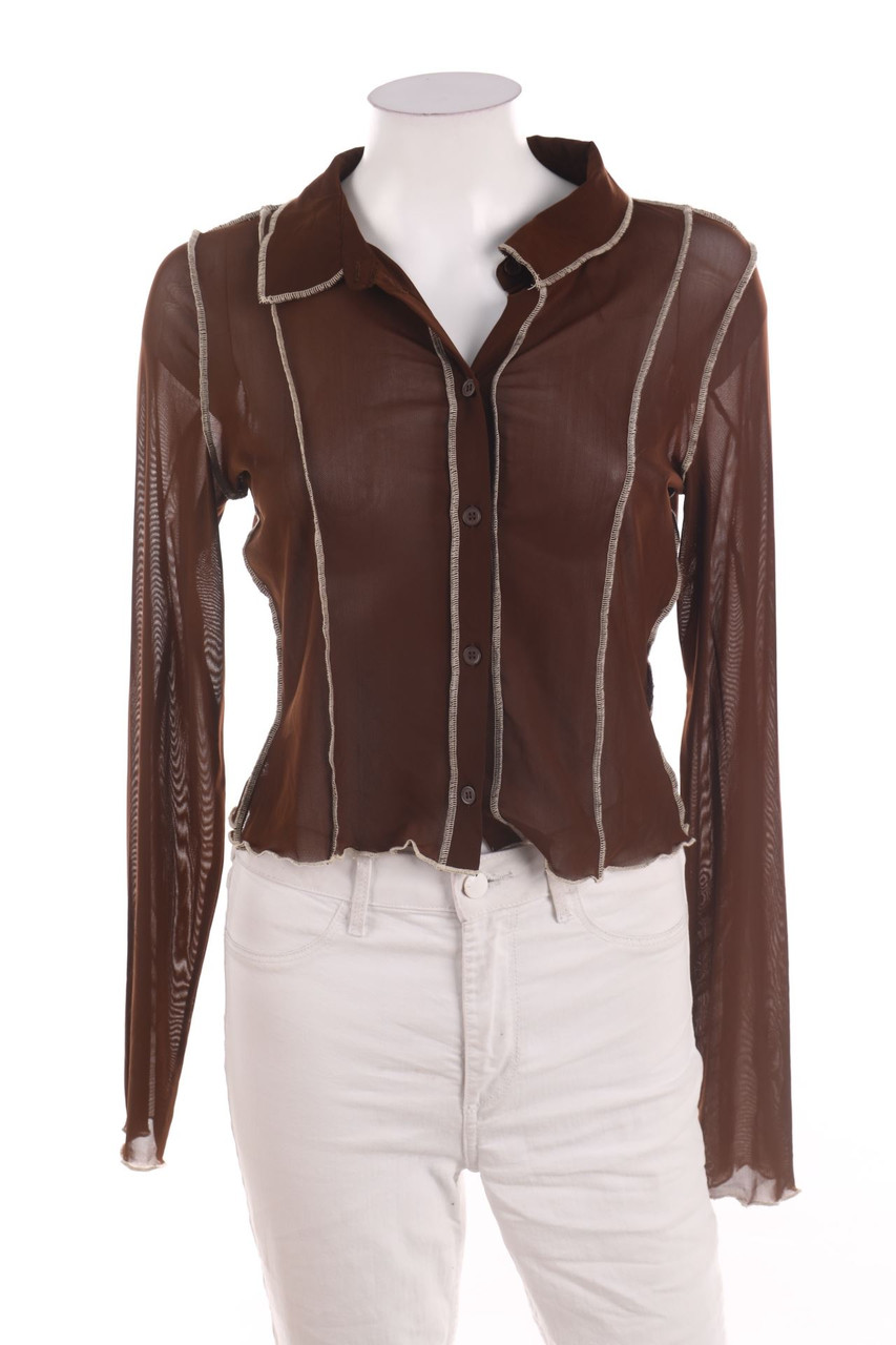No Label - Cropped-Shirt Blouse, Mesh - D 40