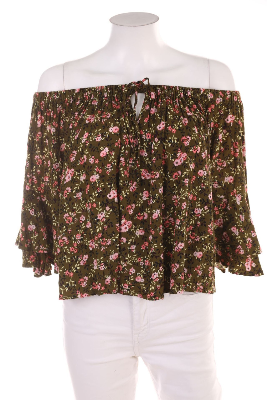 FOREVER 21 - Carmen-Bluse mit Blumen-Print - L
