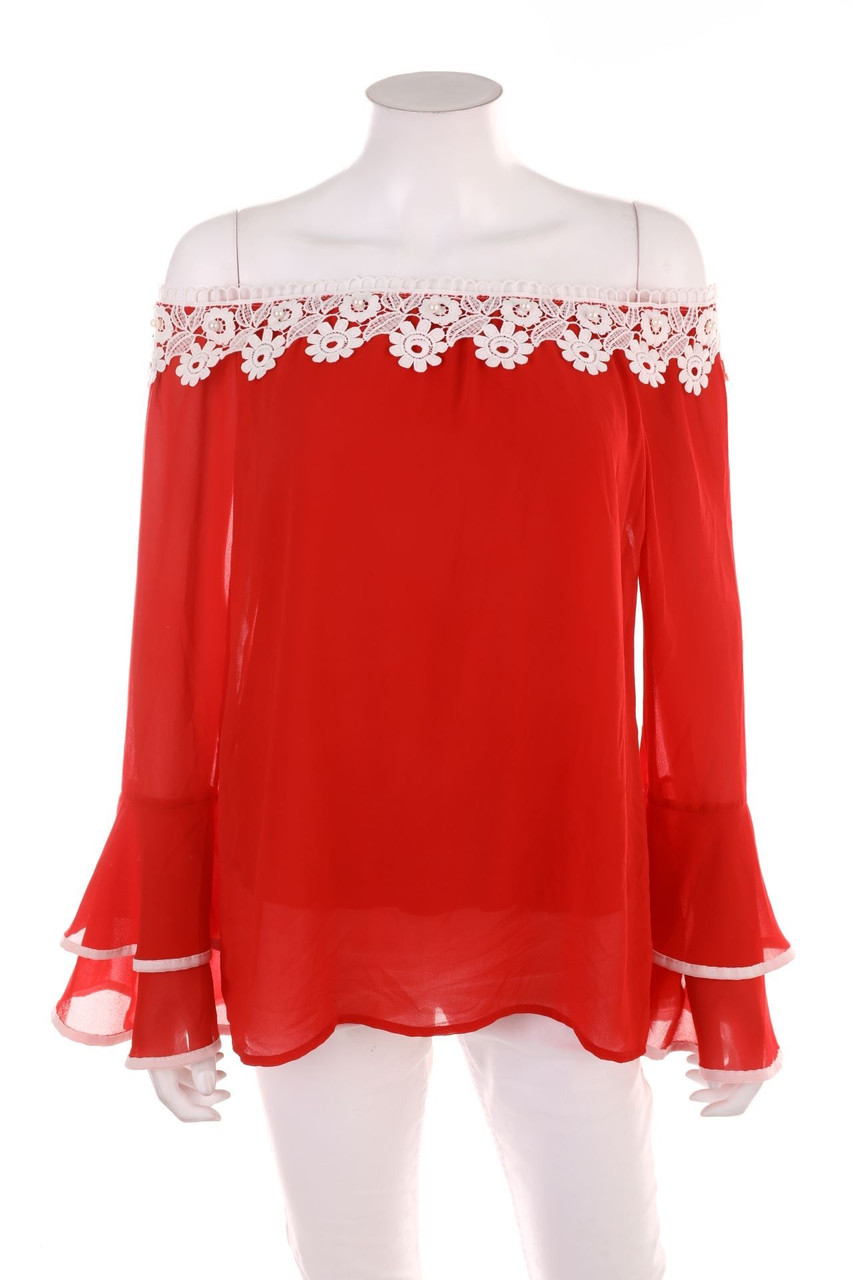 No Label - Volants-Off-the-shoulder blouse with Lace - D 40