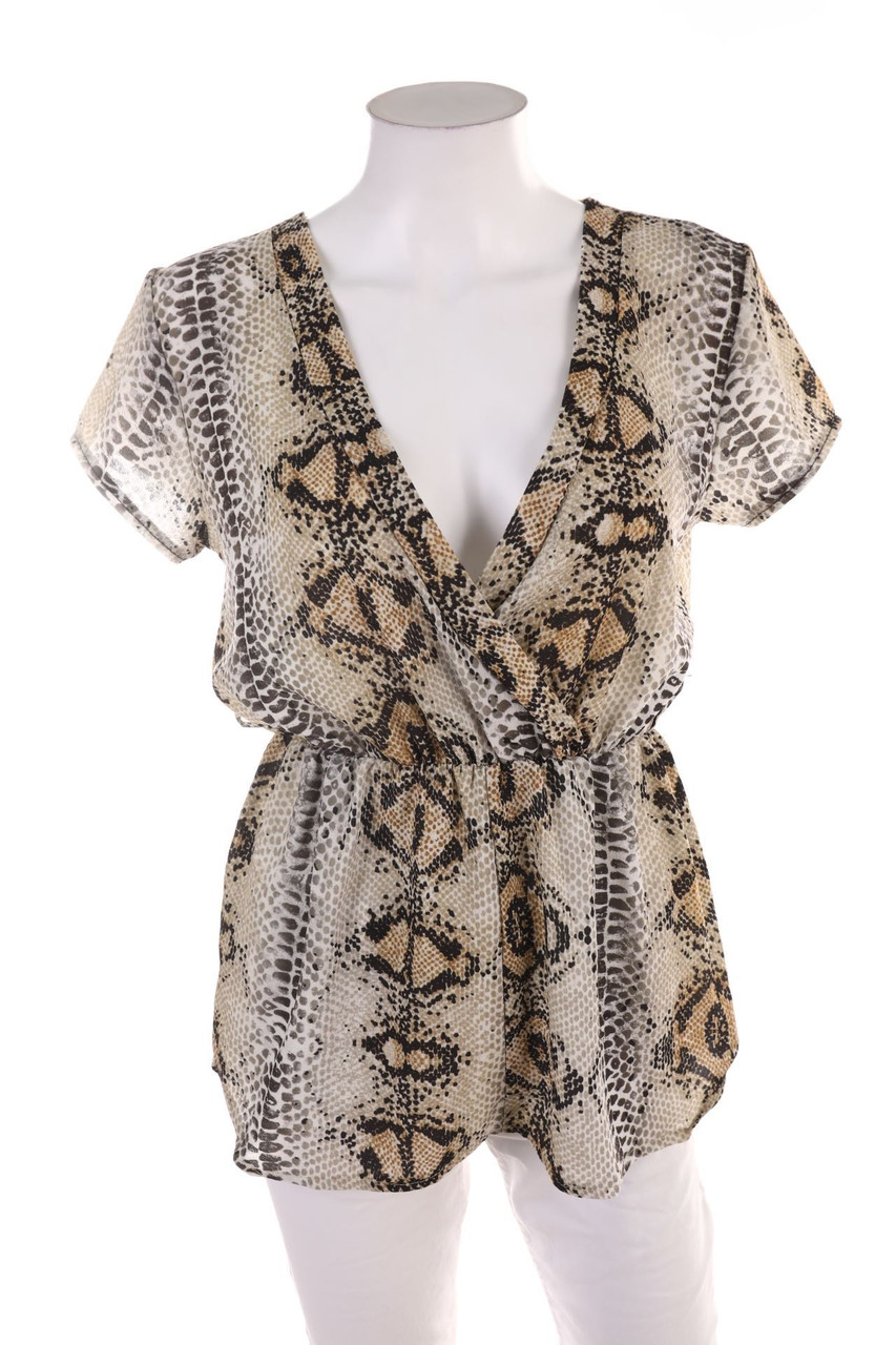 No Label - Shortsleeve Blouse with Animal Print - D 40