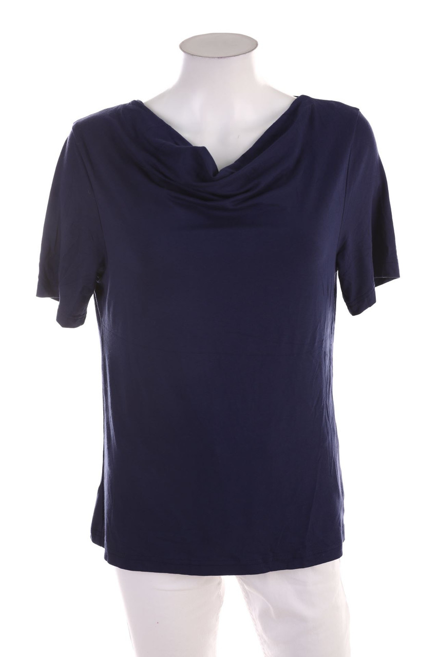 Ohne Label - Kurzarm-Shirt mit Wasserfall-Ausschnitt - S