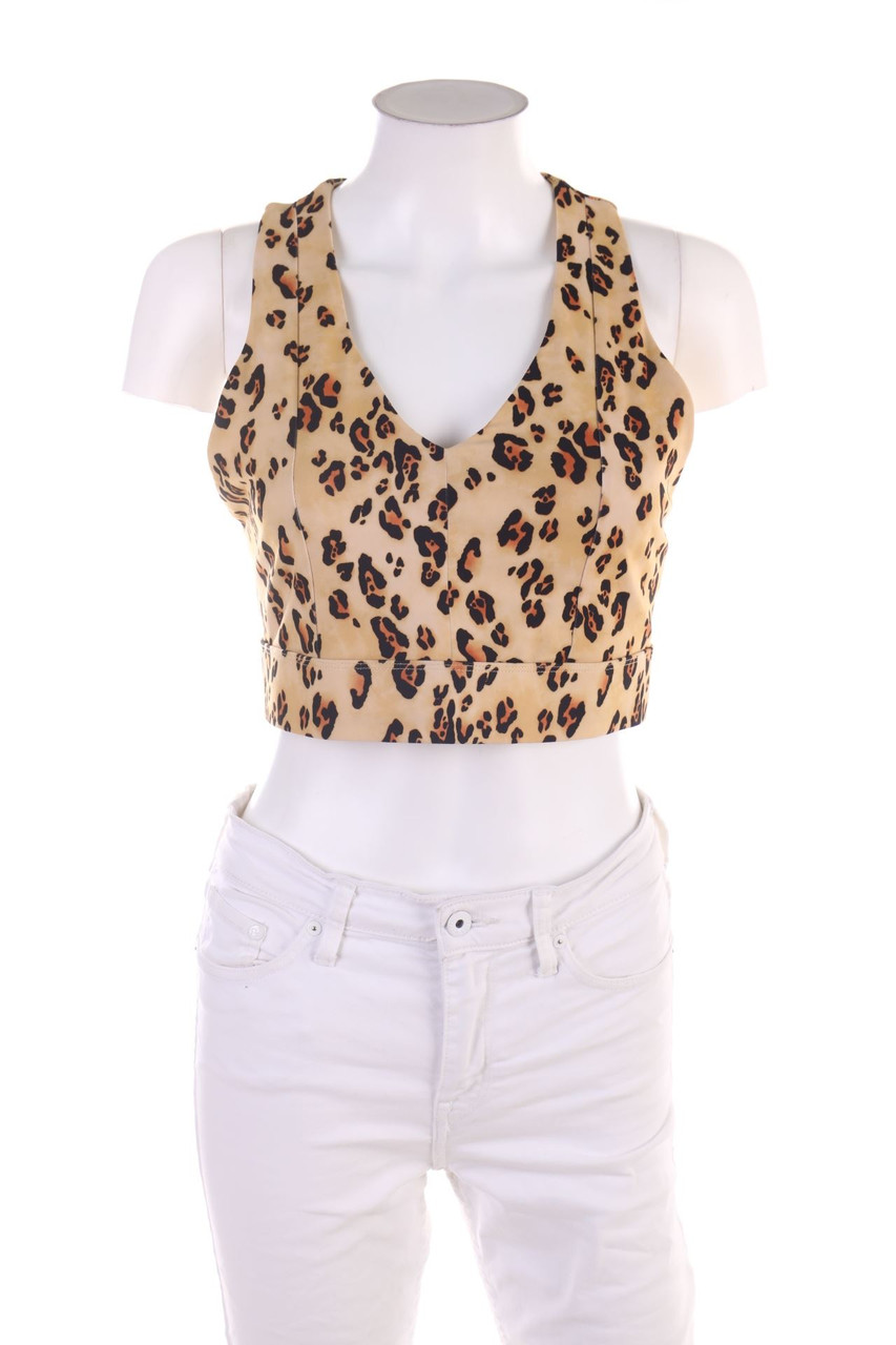 No Label - Crop-Top with Leo Print - L