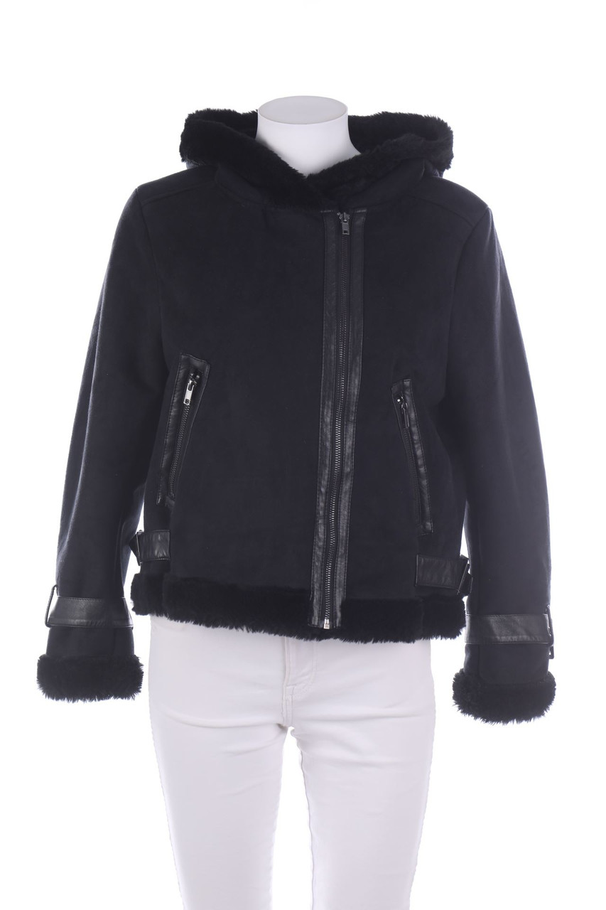 H&M - Faux Shearling-Jacke mit Kunstleder-Details - S