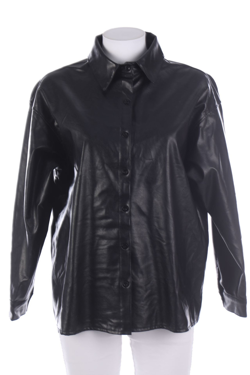 SECONDHAND - Faux Leather-Shirt Blouse - S