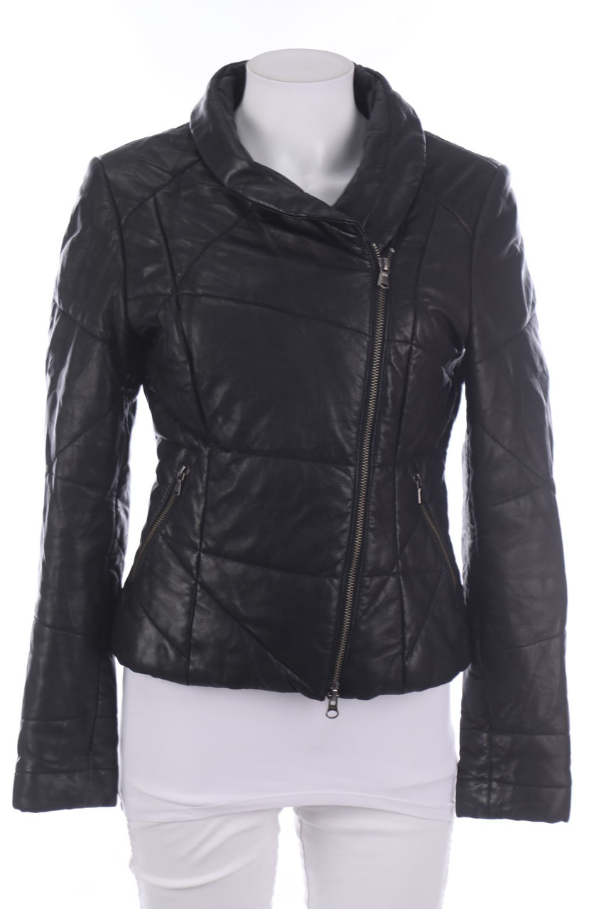 ESPRIT - Echt-Leder-wattierte Jacke im Biker-Stil - S