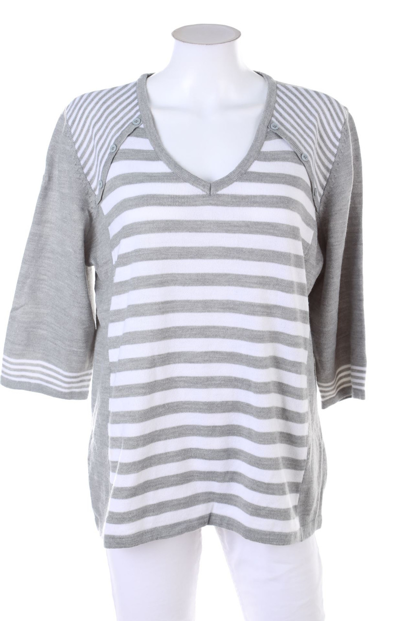 Ohne Label - Strick-Pullover mit Streifen - 2XL