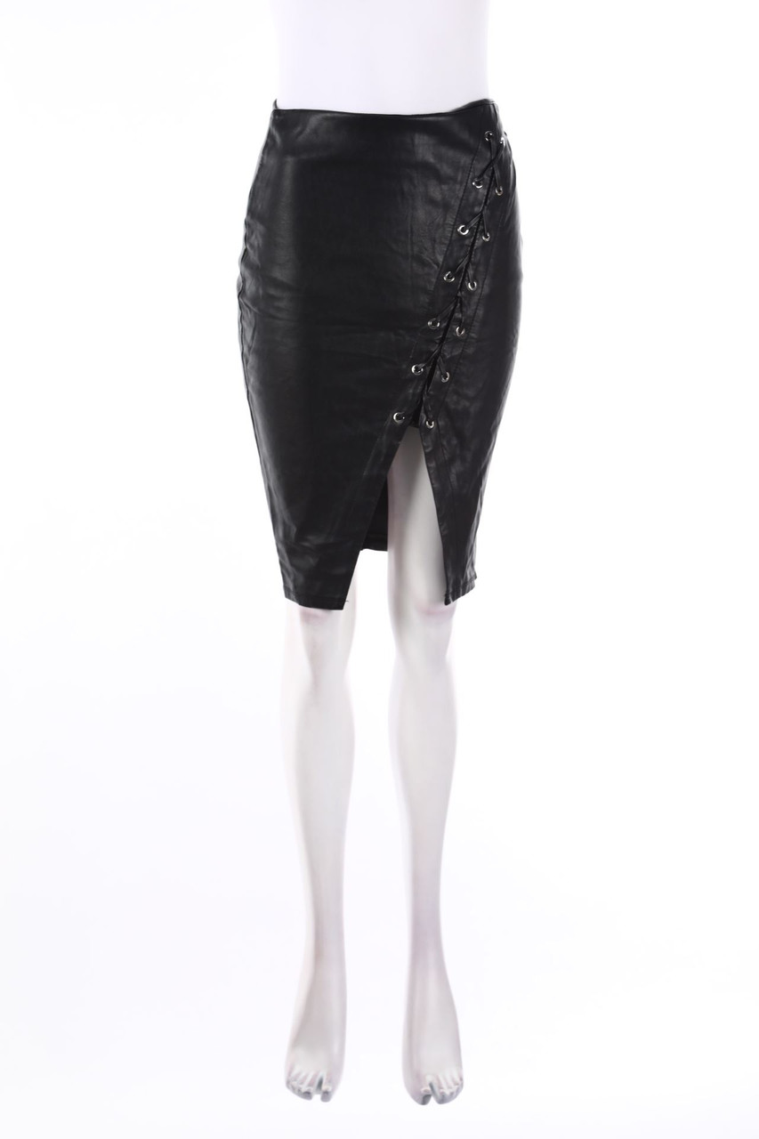 SECONDHAND - Faux Leather-Skirt - S