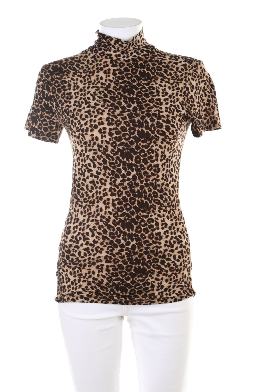 F&F - Kurzarm-Strick-Pullover mit Leo-Print - S