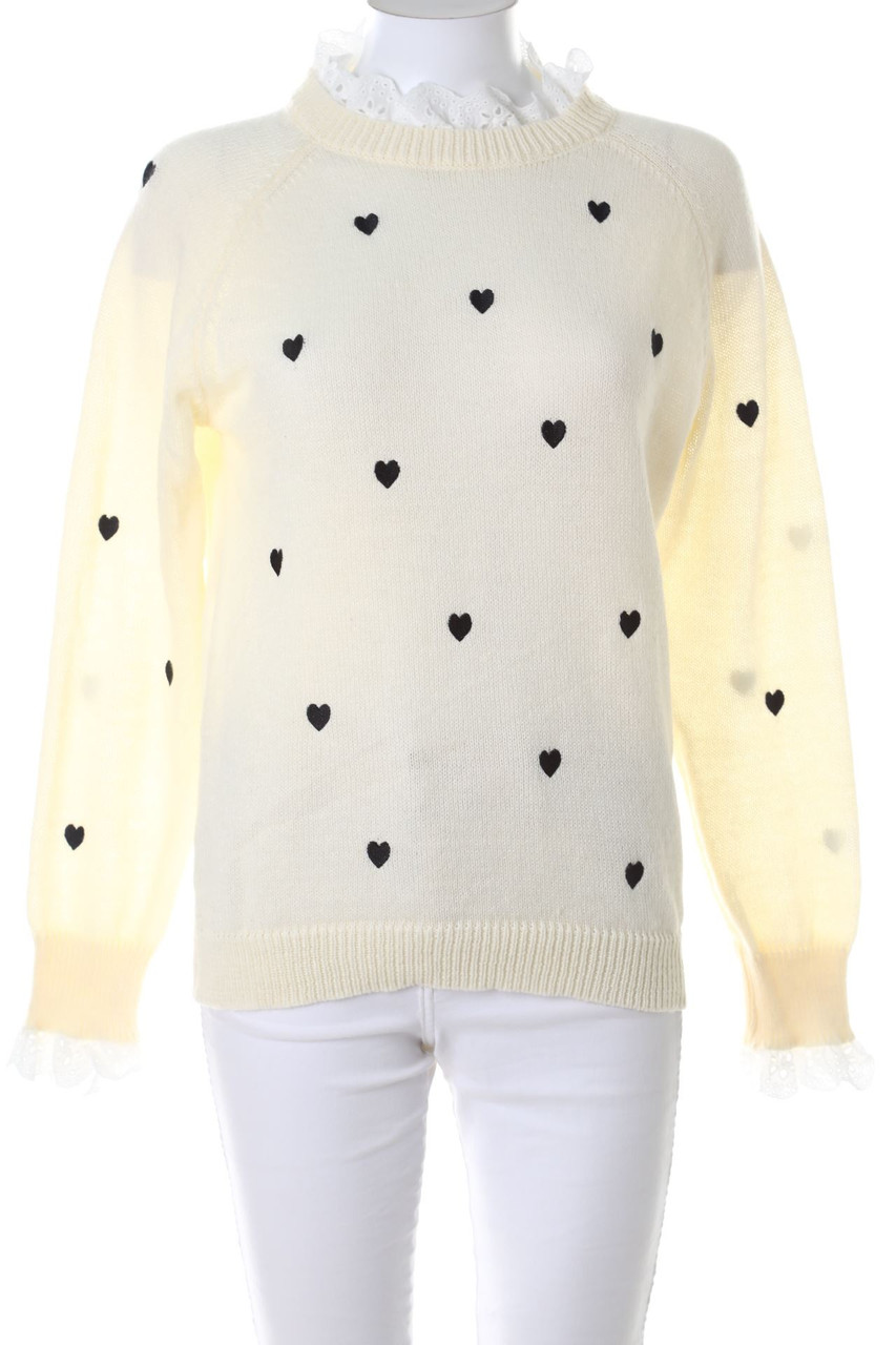 Ohne Label - Strick-Pullover mit Stickereien - S