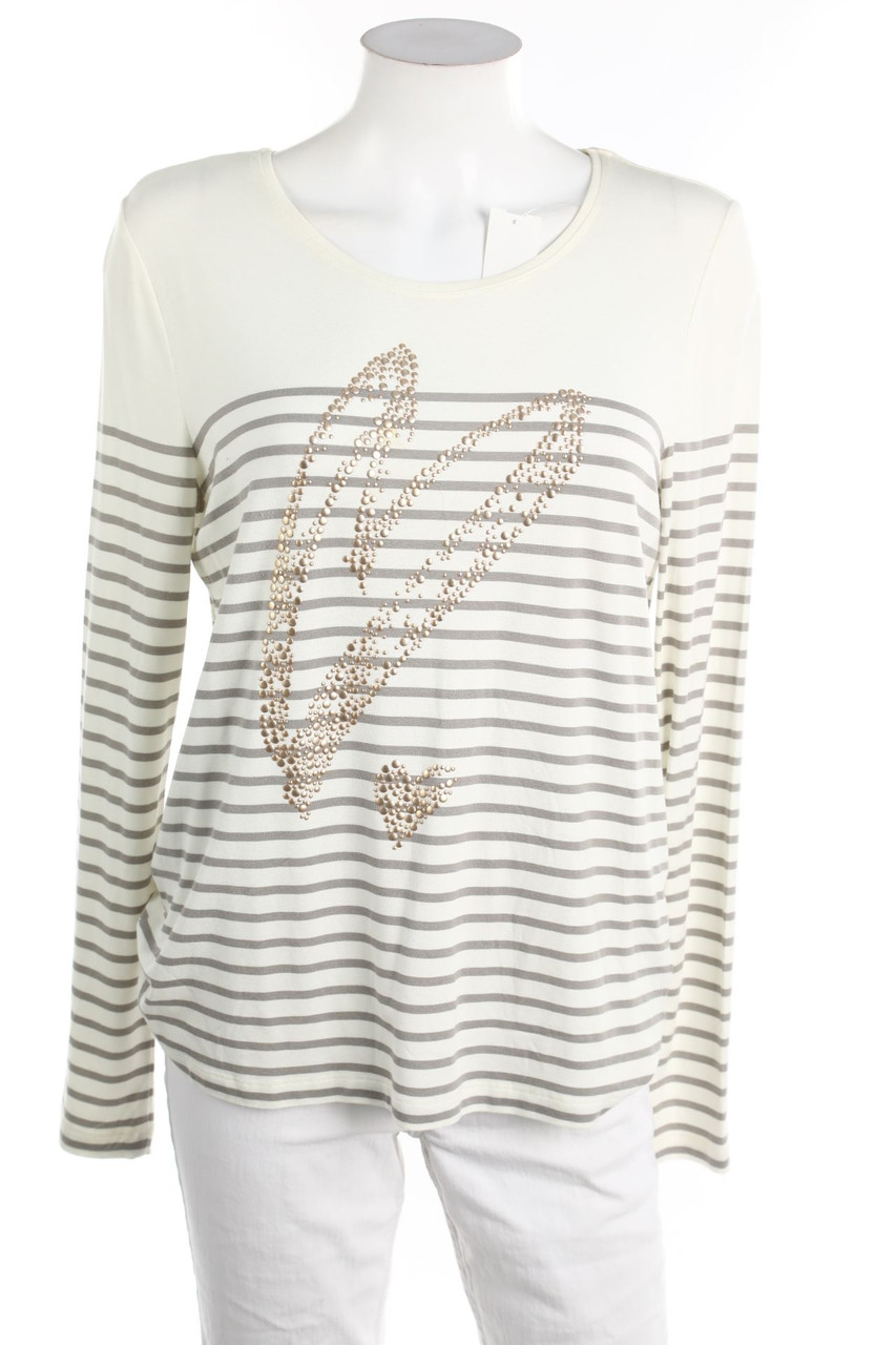 Ohne Label - Longsleeve-Shirt mit Schmuckstein-Applikation - S