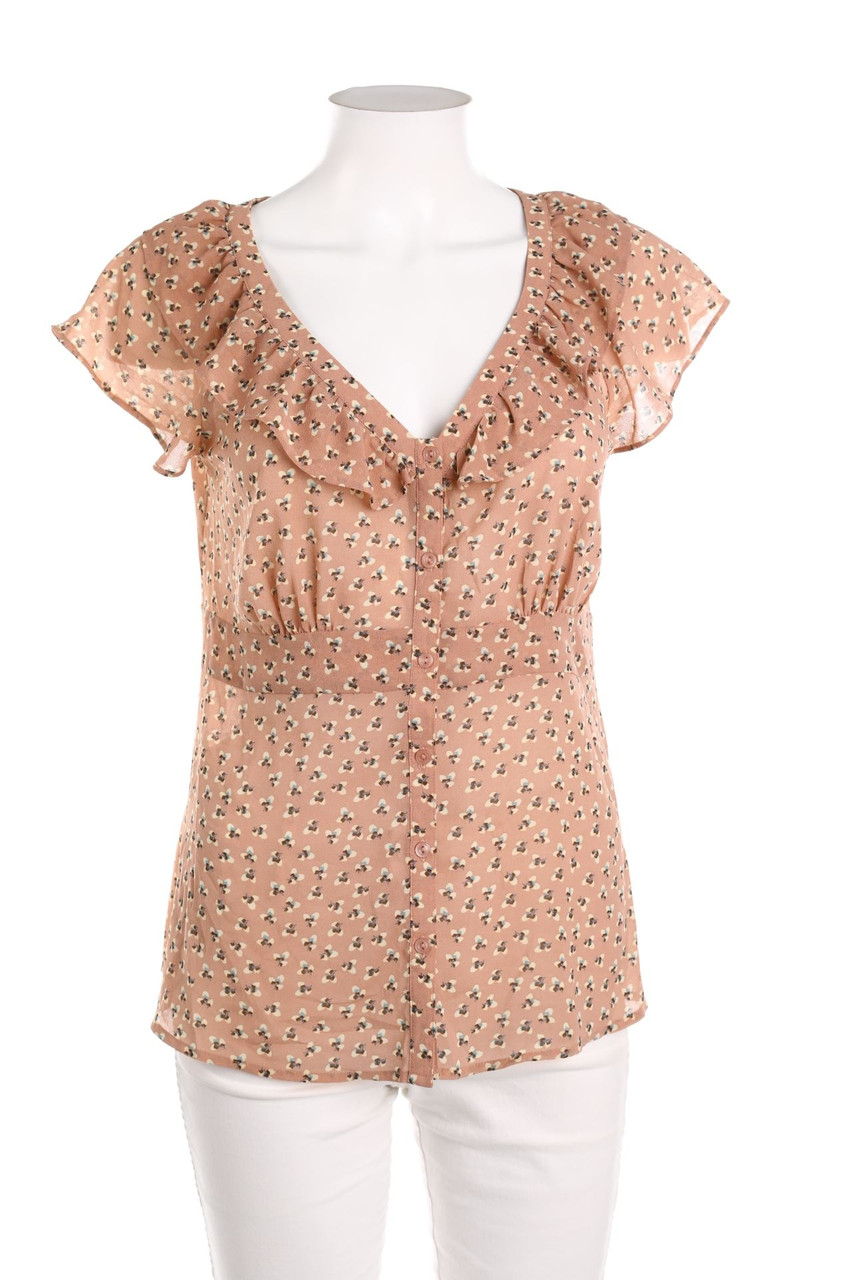 H&M - Ruffled Blouse with Flower Print - L