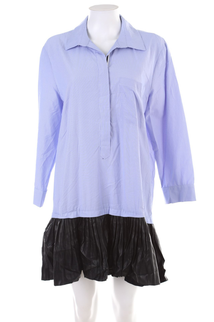 ZARA - Shirt Dress with Faux Leather Details - XL
