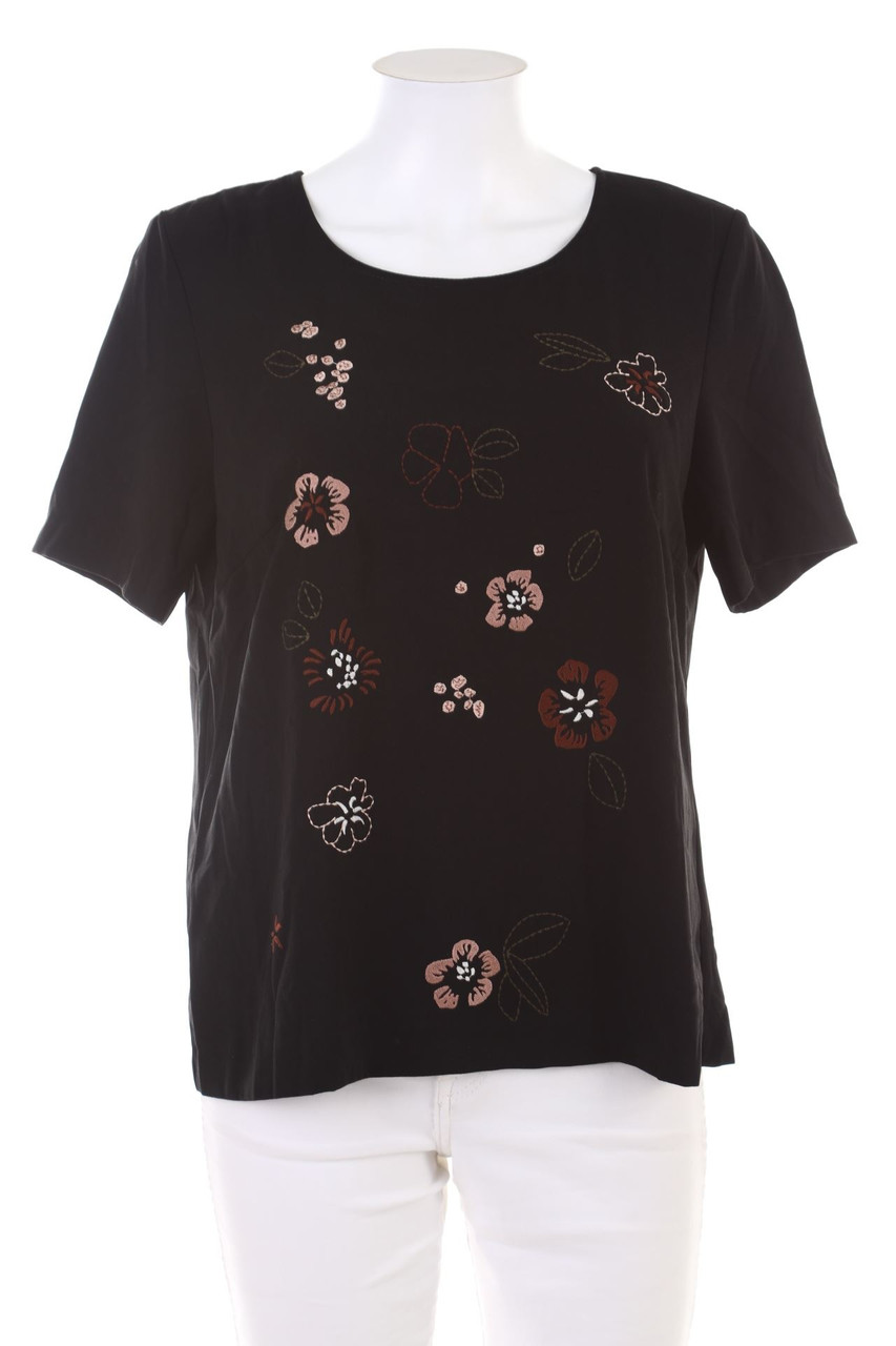 Ohne Label - Kurzarm-Shirt mit Stickereien - M