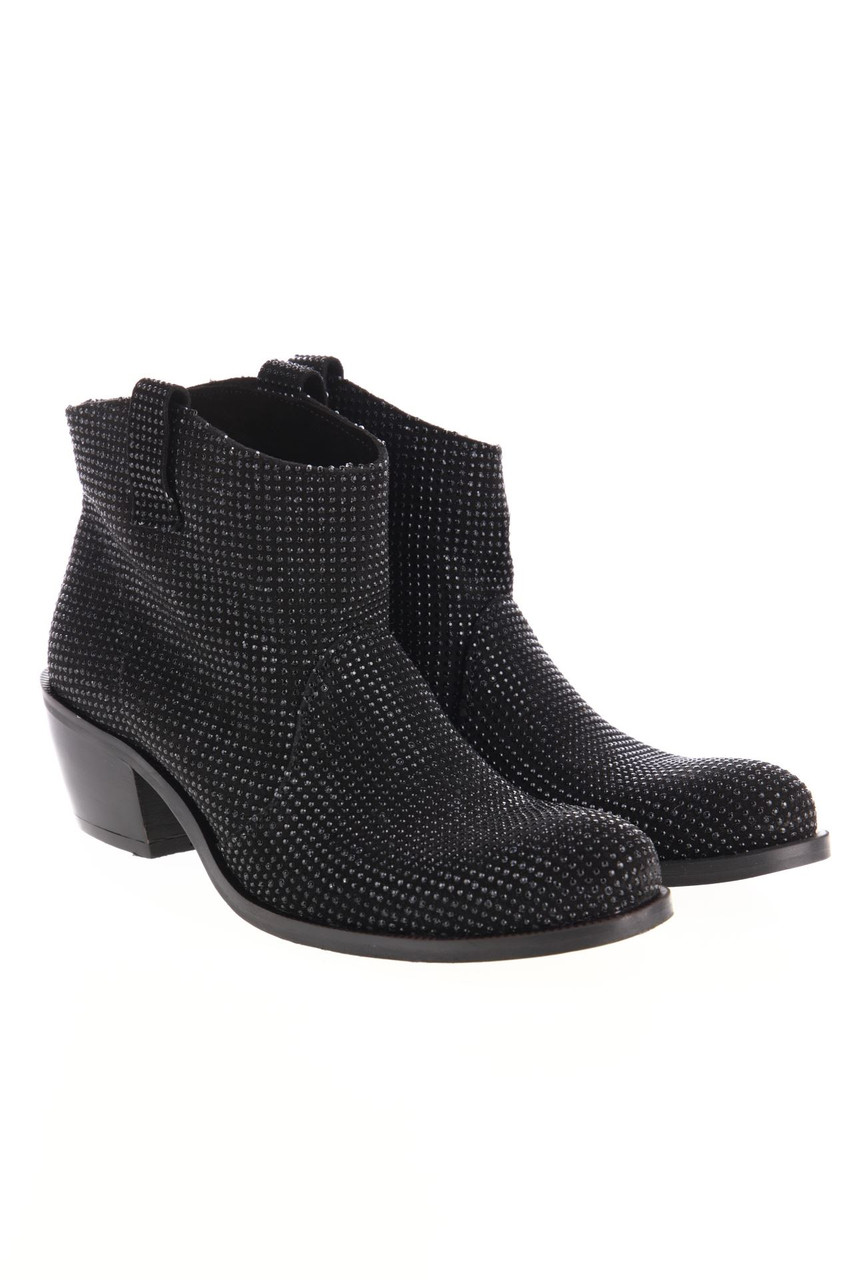 FABRIZIO CHINI - Leather ancle boots with Rhinestones