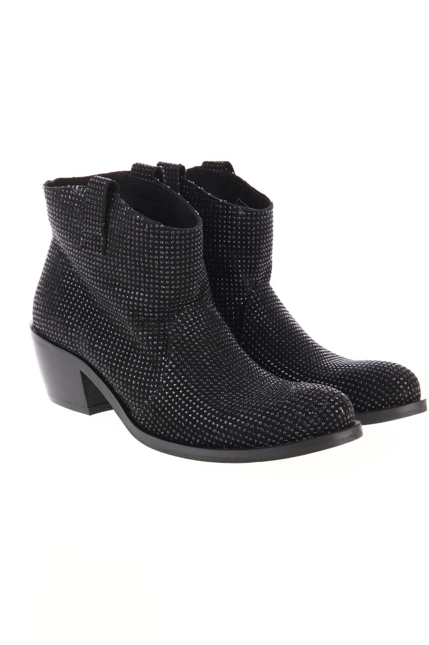 FABRIZIO CHINI - Leather ancle boots with Rhinestones