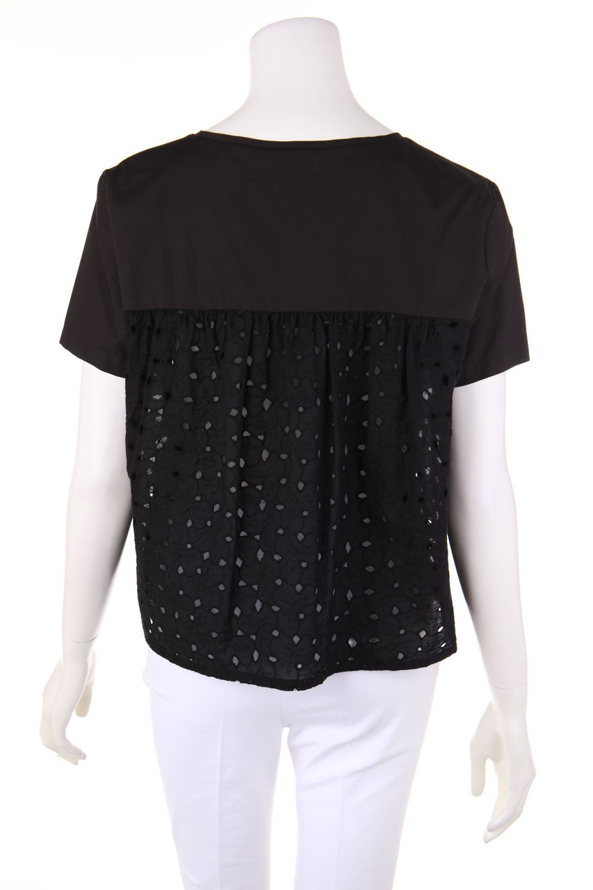 à la fois - Shortsleeve Blouse with Eyelet Lace - D 38-40