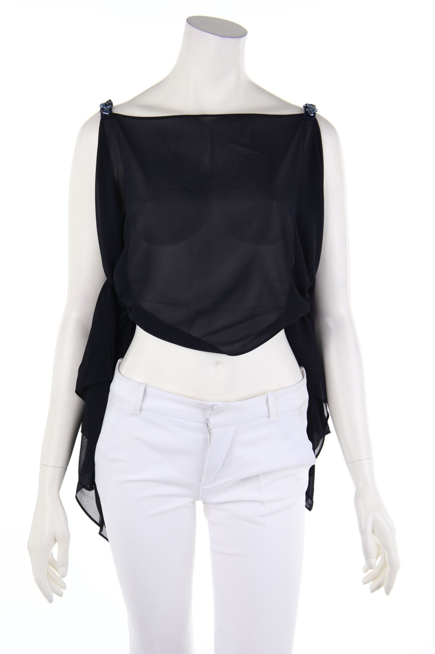 aglaia - Chiffon-Top mit Schmuckstein-Applikation - ONE SIZE