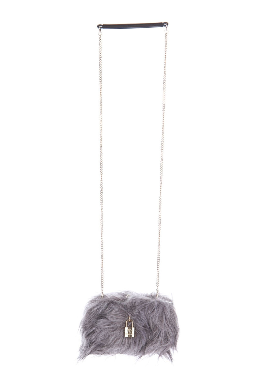 POMIKAKI - Fake Fur-Clutch-Tasche mit Applikationen