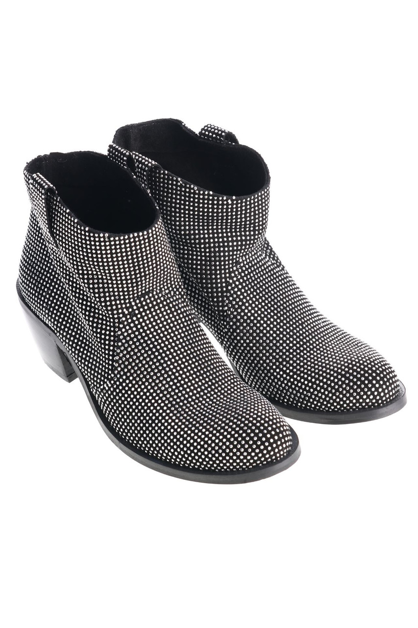 FABRIZIO CHINI - Leder-Stiefeletten mit Strass-Steinen