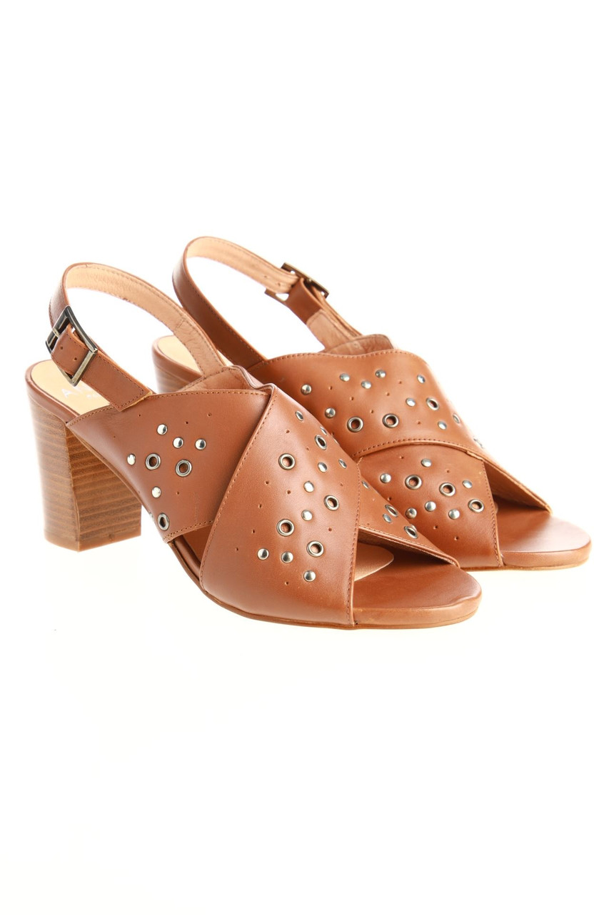 ANAKI - Leather high heel sandals with Studs
