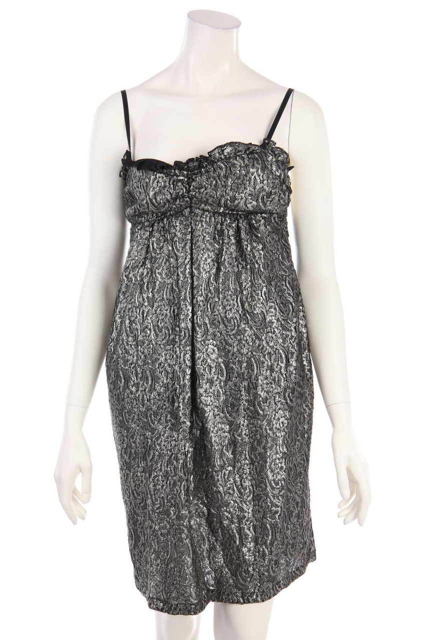 FISICO - Metallic Cocktail Dress with Frills - S