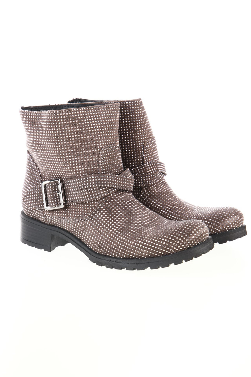 FABRIZIO CHINI - Leather ancle boots with Rhinestones