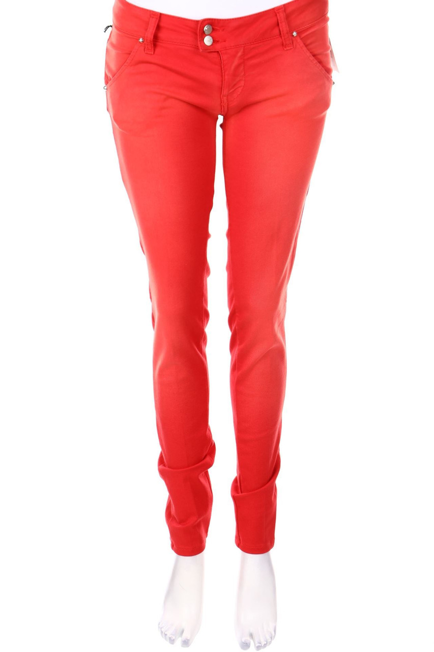 MET - Used Look Skinny-Jeans mit Logo-Patch - W28