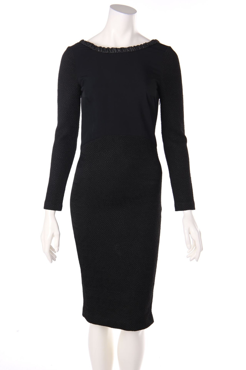 maje - Evening Dress with Faux Leather Details - D 34