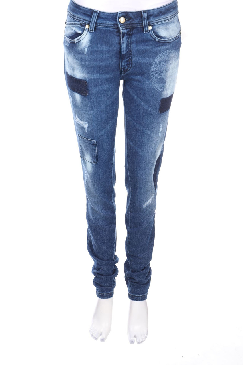 Just cavalli - Destroyed Straight Cut Jeans mit Patches - W25