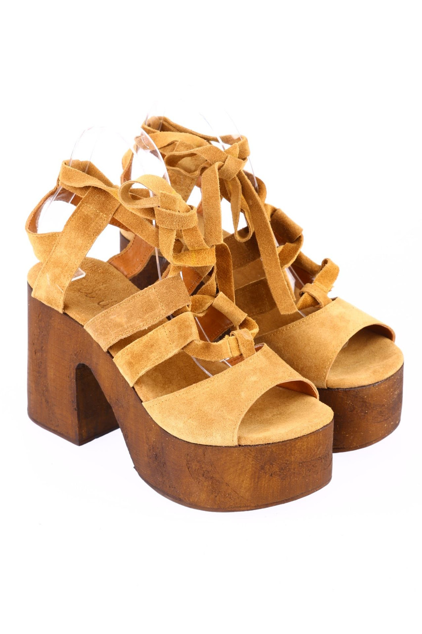 Get it - Plateau-high heel sandals, Leather with Lacing