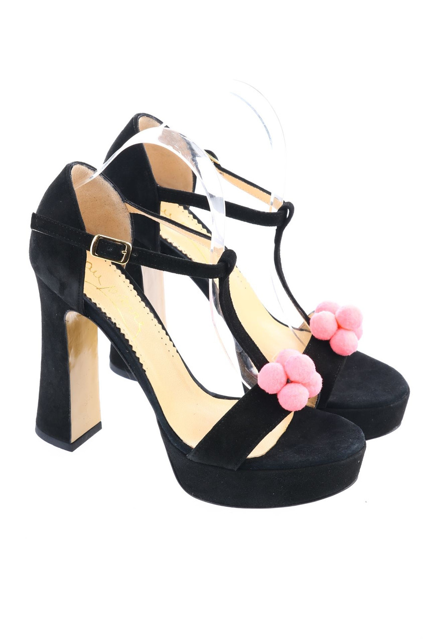 Jan Pierre - Suede high heel sandals with Applications