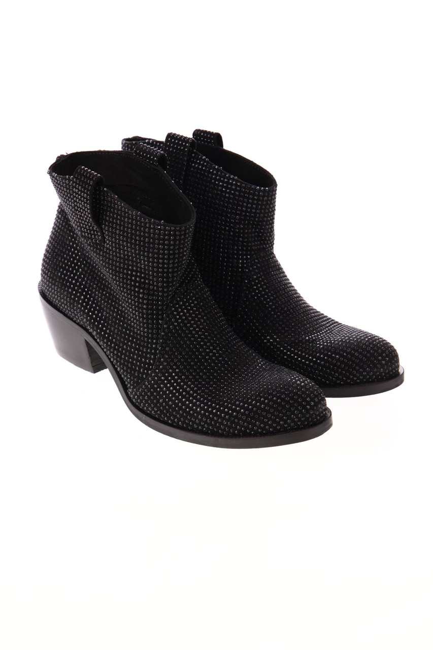 FABRIZIO CHINI - ancle boots, Real Leather with Rhinestones