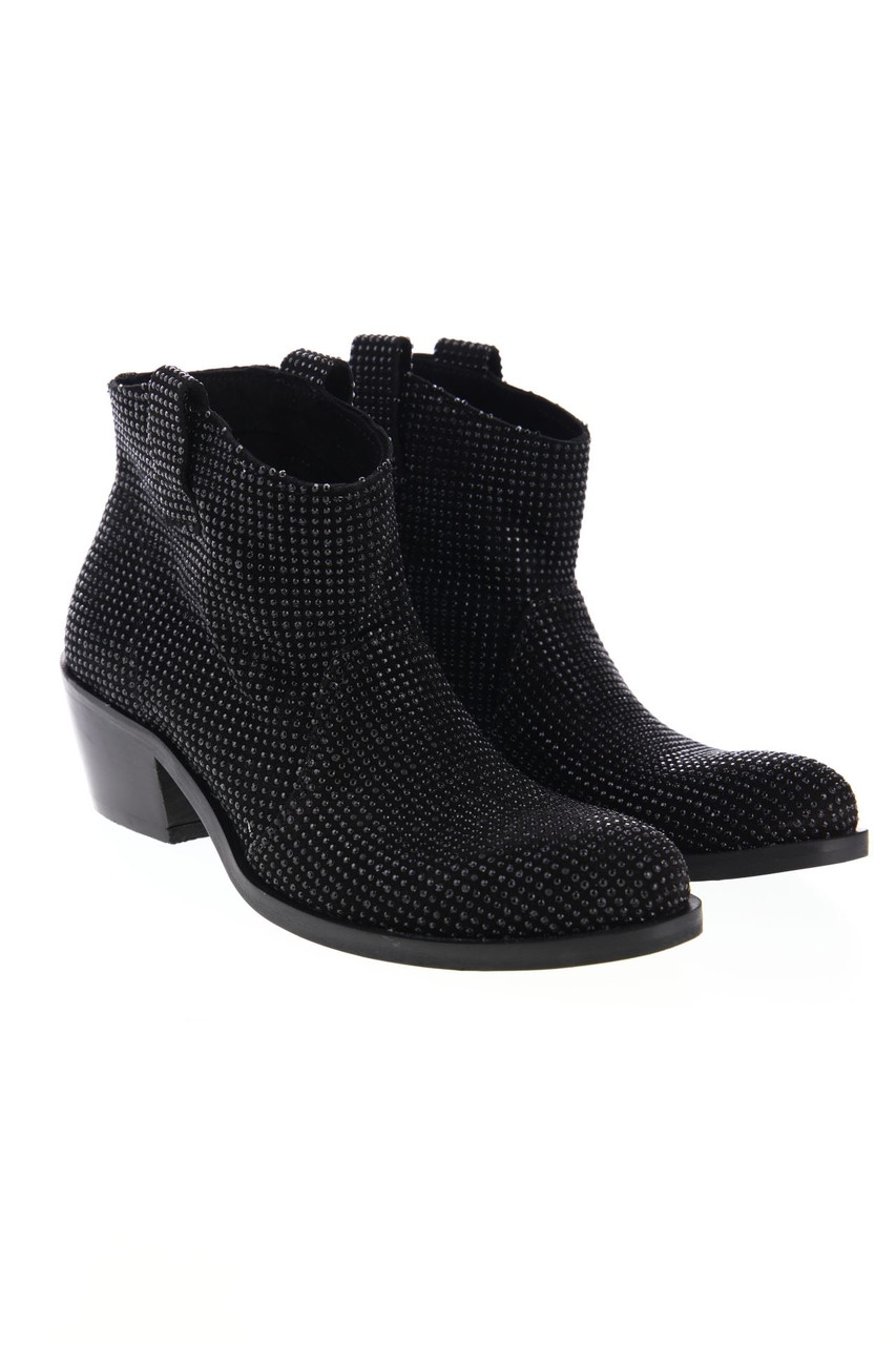 FABRIZIO CHINI - ancle boots, Real Leather with Rhinestones