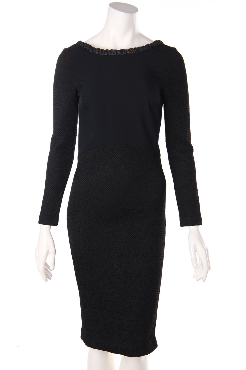 maje - Evening Dress with Faux Leather Details - D 34