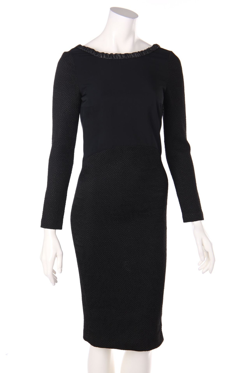 maje - Evening Dress with Faux Leather Details - D 36