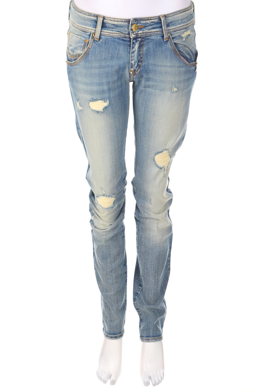 Dyed Pretty - Distressed Skinny-Jeans mit Logo-Plakette - W30
